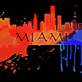 Miami Skyline On Colorful Guitar Digital Art by Dan Sproul