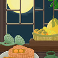 Mid-Autumn Festival Moon Cake Illustration Drawing by Min Fen Zhu Mid-Autumn Festival Moon Cake Illustration Drawing by Min Fen Zhu