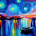 Midnight Harbor XXV Painting by Aja Trier Midnight Harbor XXV Painting by Aja Trier