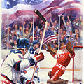 Miracle On Ice - USA Olympic Hockey Wins Over USSR Painting by Dennis Lyall Miracle On Ice - USA Olympic Hockey Wins Over USSR Painting by Dennis Lyall
