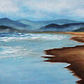 Misty Beach Day Painting by Mary Gaines