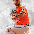 Justin Verlander, grunge art, MLB, Houston Astros, pitcher