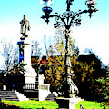 Monument And Lantern In Warsaw, Poland by John Siest