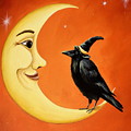 Moon And Crow Painting by Debbie Criswell Moon And Crow Painting by Debbie Criswell
