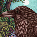 Moonlit Raven Wood Painting by Amy E Fraser Moonlit Raven Wood Painting by Amy E Fraser