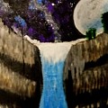 Moonlite Waterfall Painting by Anna Adams Moonlite Waterfall Painting by Anna Adams