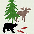 Moose and Bear Pattern Art Mixed Media by Christina Rollo Moose and Bear Pattern Art Mixed Media by Christina Rollo