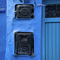 Moroccan Blue Door and Old Electric Box by Georgia Clare by Georgia Clare