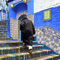Moroccan Stairs and Cloaked Figure by Georgia Clare by Georgia Clare