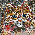 Mosaic Cat 699 Multicolor Stained Glass style - art by Lucie Dumas by Lucie Dumas