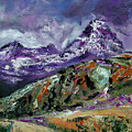Mountain Peaks Rugged Landscape Oil by Ginette Callaway