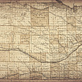Nebraska Vintage Topographical Map 1885 Sepia  Drawing by Carol Japp