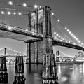 New York City Brooklyn Bridge Sunset Black and White by Christopher Arndt
