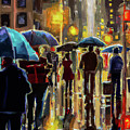 New York Nights in the Rain Digital Art by Alison Frank New York Nights in the Rain Digital Art by Alison Frank