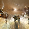 Night Thaw in Winter Village Painting by Igor Medvedev Night Thaw in Winter Village Painting by Igor Medvedev
