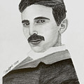 Nikola Tesla Portrait  by Djurdjina Jovanovic