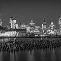 NYC NJ Skyline USA BW by Susan Candelario