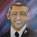 Obama Portrait Painting by Saundra Johnson Obama Portrait Painting by Saundra Johnson