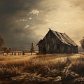 Old But Stately -Old Barn Artwork Painting by Lourry Legarde Old But Stately -Old Barn Artwork Painting by Lourry Legarde