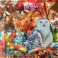 Owl in Red Mixed Media by Deborah Cherrin Owl in Red Mixed Media by Deborah Cherrin