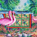 Palm Quilt Flamingos Painting by Diane Phalen Palm Quilt Flamingos Painting by Diane Phalen