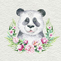 Panda Bear With Flowers Painting by Nursery Art Panda Bear With Flowers Painting by Nursery Art