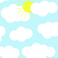 Partly Sunny with Clouds Naive Folk-art by Shelli Fitzpatrick