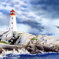 Peggy's Cove Lighthouse Painting by Espero Art Peggy's Cove Lighthouse Painting by Espero Art