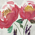 Peonies and Lavender Painting by Roxy Rich Peonies and Lavender Painting by Roxy Rich