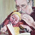 Pepere reads Pooh Painting by Merana Cadorette Pepere reads Pooh Painting by Merana Cadorette