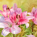 Pink Lilies Painting by Espero Art Pink Lilies Painting by Espero Art