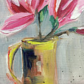 Pink Magnolias in a Yellow Porcelain Pitcher Painting by Roxy Rich Pink Magnolias in a Yellow Porcelain Pitcher Painting by Roxy Rich