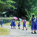 Pink Umbrellas, Blue Uniforms by Jonathan Guy Gladding JAG