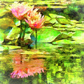 Pink Water Lilies Faux Paint Photograph by Bill Barber Pink Water Lilies Faux Paint Photograph by Bill Barber