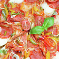 Pizza with salami and tomatoes by Anastasy Yarmolovich