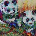 Playful Giant Pandas Painting by Jyotika Shroff Playful Giant Pandas Painting by Jyotika Shroff