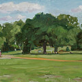 Plein air painting 164 Southampton common ice cream van  by Martin Davey