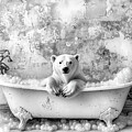 Polar Bear Bubble Bath Black and WHite by JC Findley