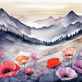 Poppies in Mountains - GIA2401-0409-WAT  by Jordi Carrio Jamila