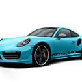 Porsche 911 991 Turbo S Digitally Drawn - Light Blue with side decals script Digital Art by Moospeed Art Porsche 911 991 Turbo S Digitally Drawn - Light Blue with side decals script Digital Art by Moospeed Art