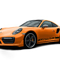 Porsche 911 991 Turbo S Digitally Drawn - Orange with side decals script Digital Art by Moospeed Art Porsche 911 991 Turbo S Digitally Drawn - Orange with side decals script Digital Art by Moospeed Art