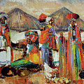 Preparing The Feast Painting by Ndabuko Ntuli Preparing The Feast Painting by Ndabuko Ntuli