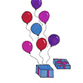 Present and Balloons Mixed Media by Lisa Neuman Present and Balloons Mixed Media by Lisa Neuman
