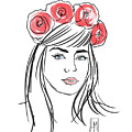 Pretty Girl with Roses in her Hair Drawing by Luisa Millicent Pretty Girl with Roses in her Hair Drawing by Luisa Millicent