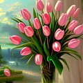 Pretty Pink Tulips Digital Art by Katrina Gunn Pretty Pink Tulips Digital Art by Katrina Gunn
