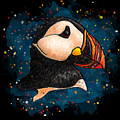 Puffin head on black background, Splatter art puffin Painting by Nadia CHEVREL Puffin head on black background, Splatter art puffin Painting by Nadia CHEVREL