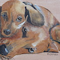 Puppies Cuddling Painting by Kathie Camara Puppies Cuddling Painting by Kathie Camara