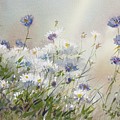 Purple and White Flowers Painting by Willie Crockett