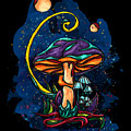 Purple mushroom by night, magic mushroom Painting by Nadia CHEVREL Purple mushroom by night, magic mushroom Painting by Nadia CHEVREL