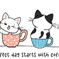 Purrfect Day Starts With Coffee Painting by Miki De Goodaboom